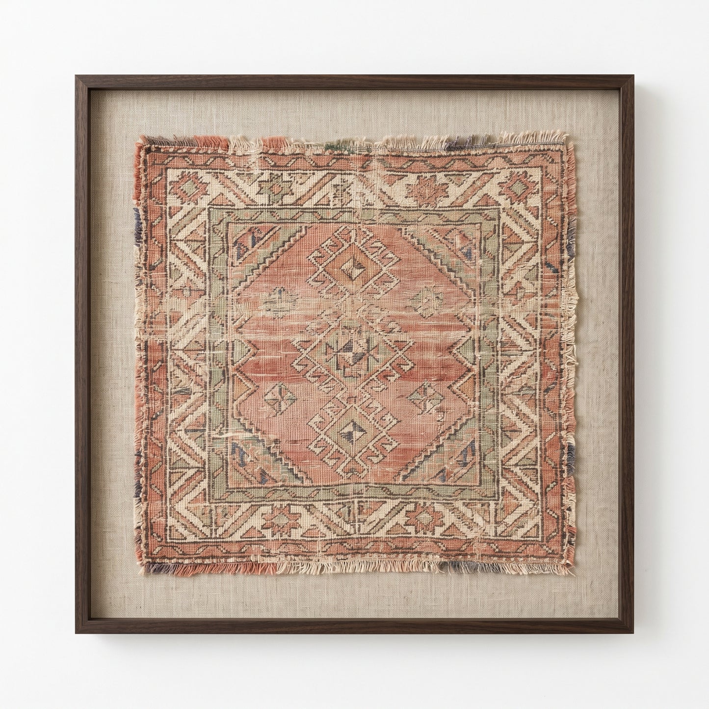 The "Anatolia" Framed Kilim Fragment - Terracotta & Sage