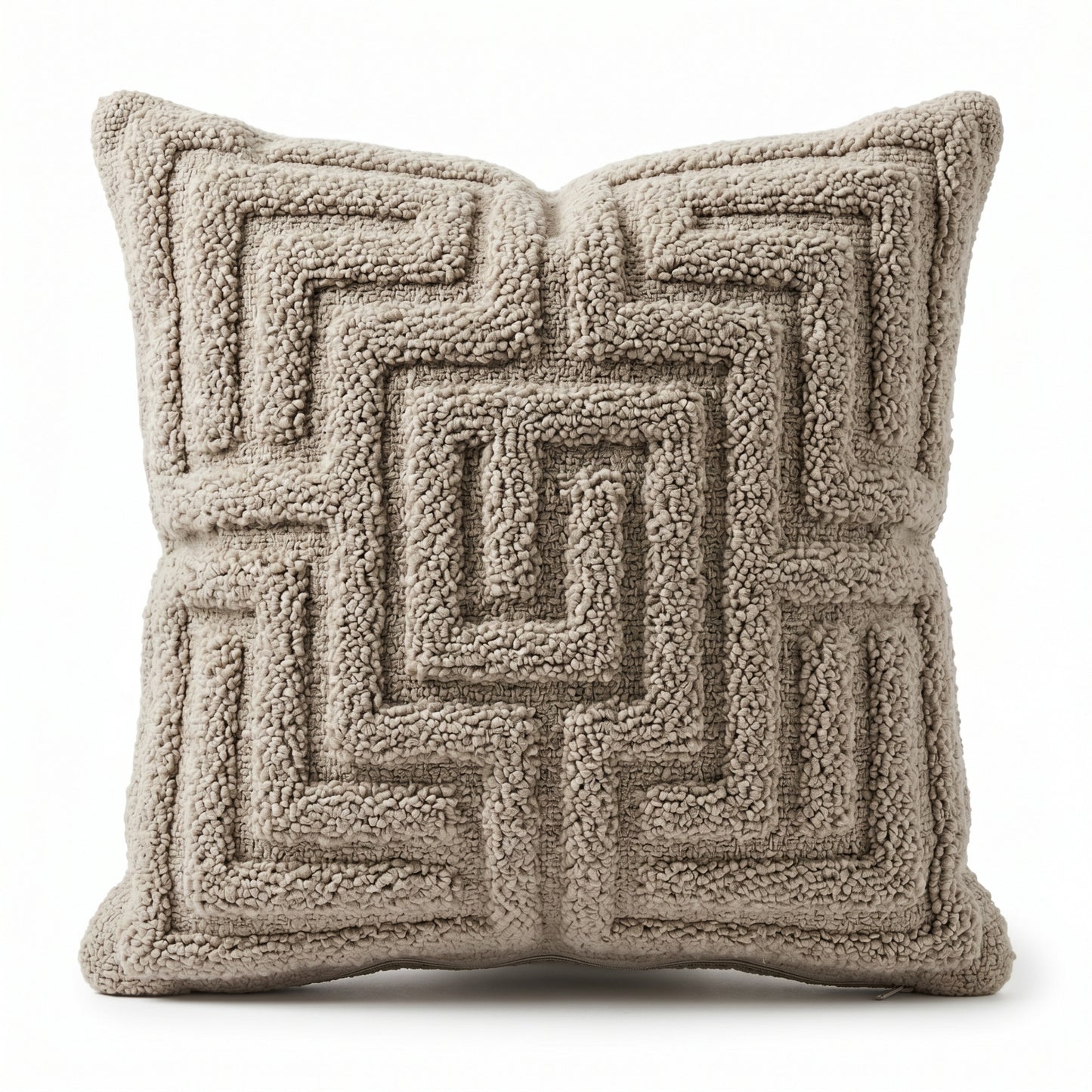 The "Labyrinth" Tufted Bouclé Pillow - Warm Greige