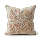 Botanical Block Print Linen Throw Pillow - Terracotta & Ochre